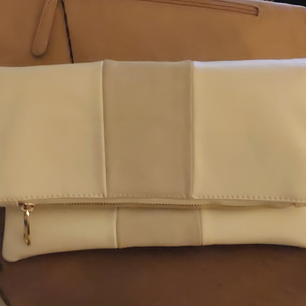 BP Nordstrom Fold over Clutch Cream